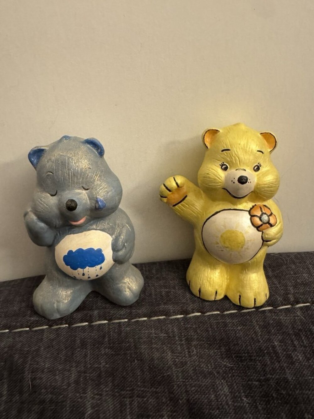 Vintage Lot 2 Care Bear Ceramic Figures Cloud Sunshine C45